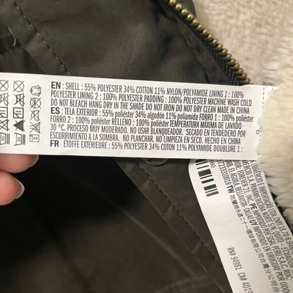 Forever 21 Olive Green Faux Shearling Lined Parka - Size M - Picture 5 of 14